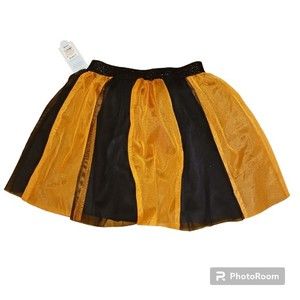 New Cat & Jack Girls Size Large 10-12 Orange And Black Mesh‎ Skirt Halloween